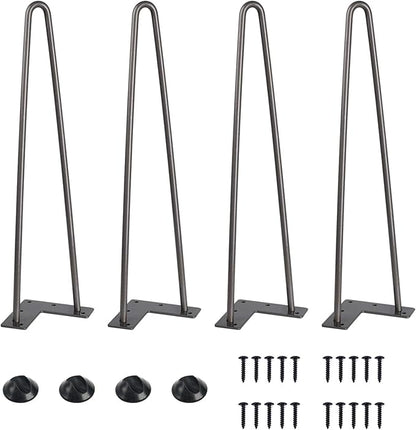 SMARTSTANDARD 16 Inch Heavy Duty Hairpin Furniture Legs, Metal Home DIY Projects for Nightstand, Coffee Table, Desk, etc with Rubber Floor Protectors Grey 4PCS