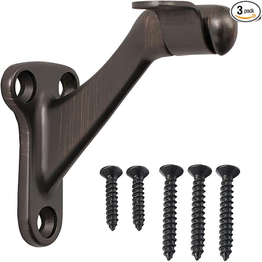 Hardware,3 Pack,3" Heavy Duty handrail Bracket Oil Rubbed Bronze,Stair Railing Bracket DIY Easy Installation Hardware