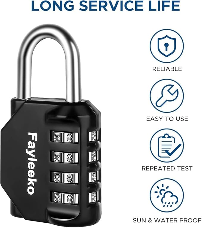 Combination Lock, 4 Digit Combination Padlock for School Gym Sports Locker, Fence, Toolbox, Case, Hasp Cabinet Storage (2 Pack, Light Blue & Black)