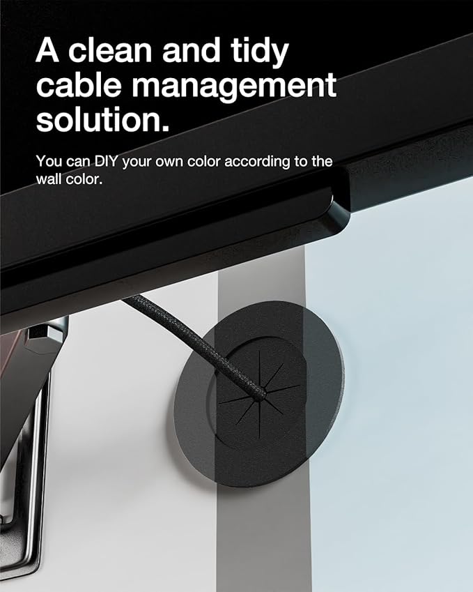 VCELINK Brush in Wall Cable Management Kit for Wall Mounted TV, 3.79" (96 mm) Cord Hider for Low Voltage Cables Pass Through, Black Wall Plate