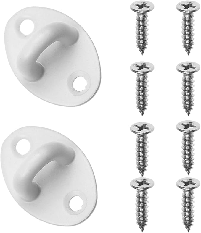 Kare & Kind Hook and Eye Latch (4-inch) - with Mounting Screws - Heavy Duty Locks for Door, Gates, Barns, Bathrooms, Cabins (2-White)