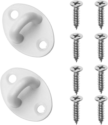 Kare & Kind Hook and Eye Latch (4-inch) - with Mounting Screws - Heavy Duty Locks for Door, Gates, Barns, Bathrooms, Cabins (2-White)