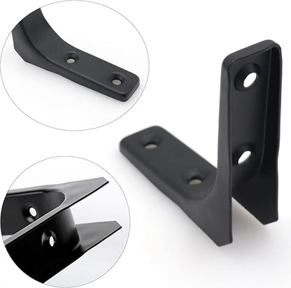 2 Pack Wall Shelf Support Bracket, 4 Inch Black L Corner Wall Mount Brackets for Wood, Shelves, Cabinets, Decorative 90 Degree Triangle Shelf Supports with Screws