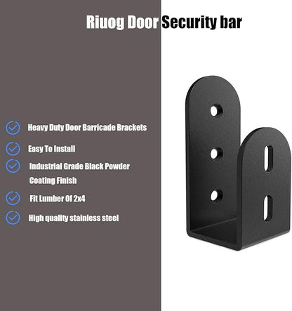 Door Security bar , Heavy Duty Door Barricade Brackets for 2 x 4 Lumber,Open Bar Holder Steel U Bracket fit for Indoor,Outdoor Door Security(2 Pack)