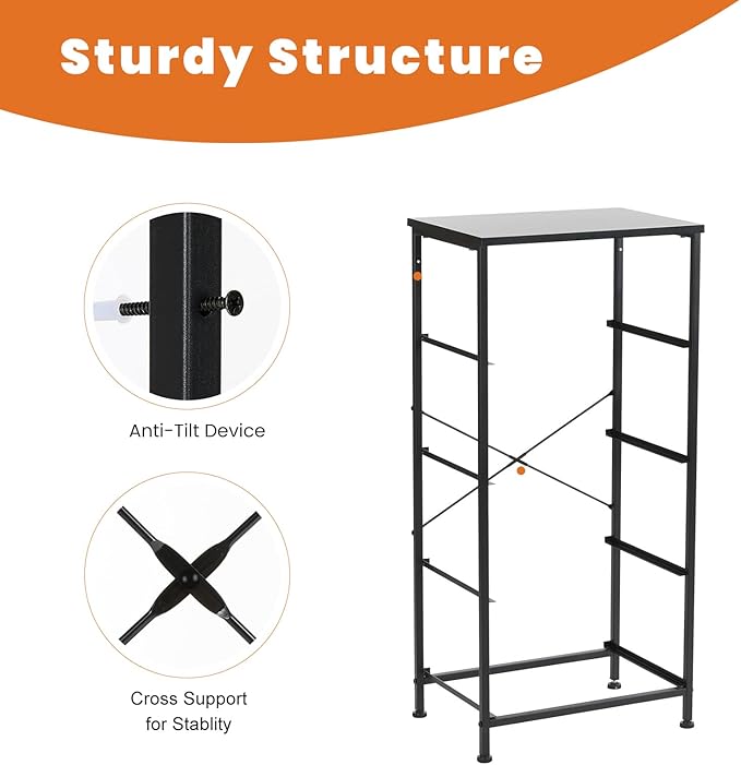 DUMOS Dresser for Bedroom 4 Drawers, Tall Fabric Closet Chests Organizer Tower Furniture with Wooden Top Metal Frame for Living Room, Closet, Grey