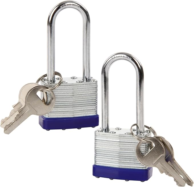 SEPOX® 4PCS Heavy Duty Padlock Keyed Alike, 2-3/8" Extra Long Shackle, 40MM 1-9/16" Laminated Steel Lock Body, Ideal for Gym Locker, Sheds, Gate, Warehouse, Tool Box, Hasp (4 Keys Same) (2Pack of 2)