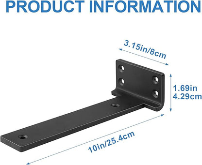 Heavy Duty Shelf Brackets, Floating Shelf Bracket 10 inch 4 Pack L Brackets for Shelves Black Metal Support Bracket for DIY Decorative with Screws