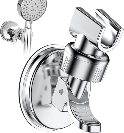 Adjustable Shower Head Holder, Suction Cup Handheld Shower Bracket, Removable Handheld, Wall Mounted (Silver)