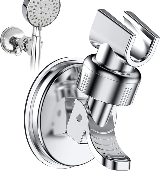 Adjustable Shower Head Holder, Suction Cup Handheld Shower Bracket, Removable Handheld, Wall Mounted (Silver)