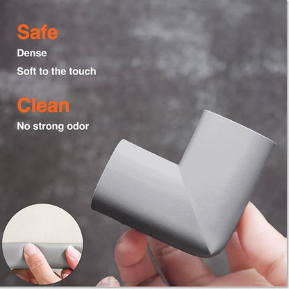 Roving Cove HeftyFit Edge Corner Protector Baby Proofing (Large 15ft Edge 4 Corners), Heavy-Duty, Soft NBR Rubber Foam, Furniture Fireplace Safety Bumper Guard, 3M Adhesive, Stone Grey