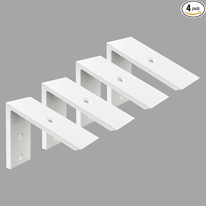 Heavy Duty 6 Inch White Granite Countertop Support Bracket 4 Pack - 6"x6"x2.5" Shelf L Bracket Mantel Corbels for Quartz, Granite, Wood, Concrete, Laminate Countertops
