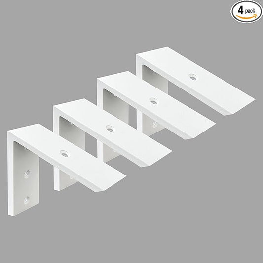 Heavy Duty 6 Inch White Granite Countertop Support Bracket 4 Pack - 6"x6"x2.5" Shelf L Bracket Mantel Corbels for Quartz, Granite, Wood, Concrete, Laminate Countertops