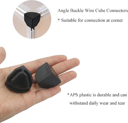 10Pcs Wire Cube Connectors, Black Wire Cube Storage Connectors Corner Wire Grid Cube Shelf Plastic Connectors Clips for Wire Cube Storage Shelving Unit and Modular Closet Organizer, SATONBEYI
