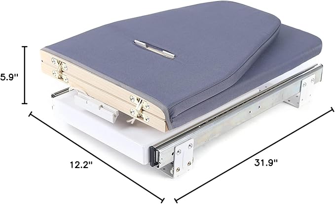 180° Rotation Wall-Mounted Ironing Board Foldable Clothes Ironing Table Pull-Out Stow Away Ironing Board Retractable Small Ironing Board Ironing Storage Station for Home Apartment Gray