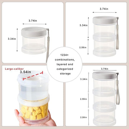 2025 Upgraded Airtight Dog Treat Container, Leak-Proof Stackable Pet Food Jar 2/3/4 Layers, Portable with Lanyard for Outdoor, Travel, Training & Home, Food-Grade PP (2-Layer)