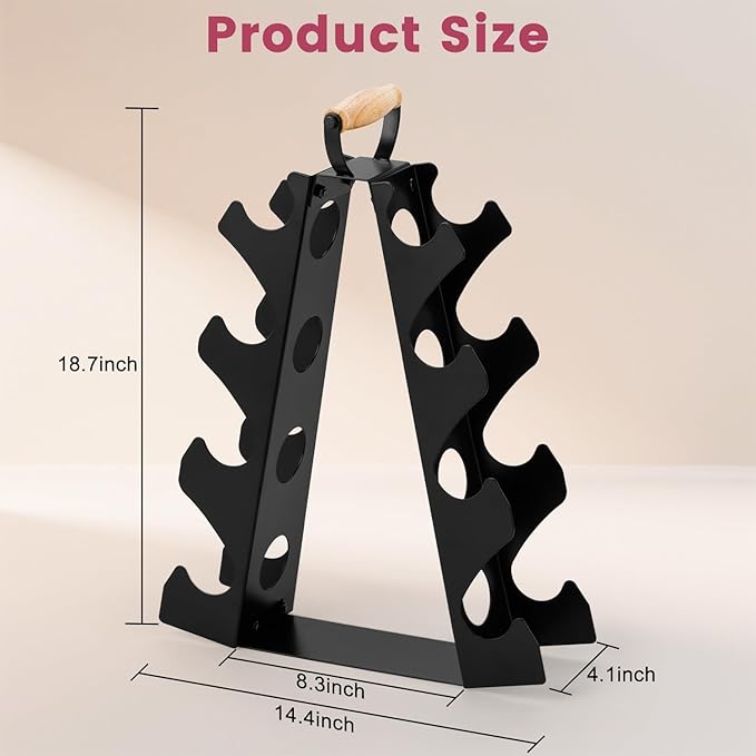 Wetheny Dumbbell Rack Stand Only (Dumbbells not Included), Compact A-Frame Weight Rack with Wooden Handle, for Home Gym Workout