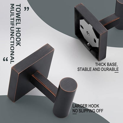 KOKOSIRI Robe Hooks Bathroom Towel Coat Hook for Bath Kitchen Hardware Wall Mounted, 3 Pack Oil Rubbed Bronze Stainless Steel B1013ORB-P3