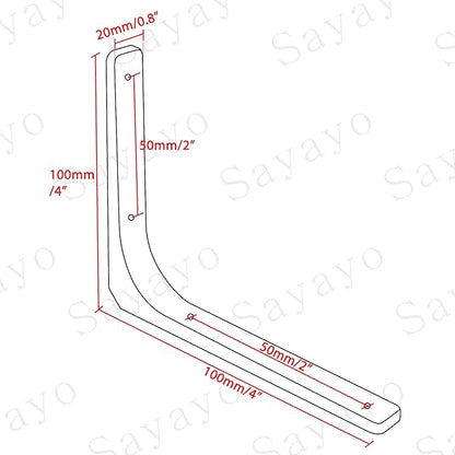 SAYAYO Black Shelf Bracket 20 PCS, 4 x 4 Inch L Shape Wall Brackets Heavy Duty Metal Bracket Hanging Angle Brackets Shelf Support