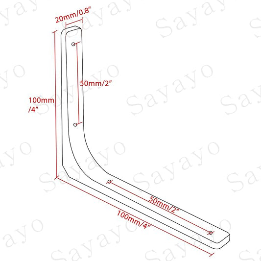 SAYAYO Black Shelf Bracket 20 PCS, 4 x 4 Inch L Shape Wall Brackets Heavy Duty Metal Bracket Hanging Angle Brackets Shelf Support