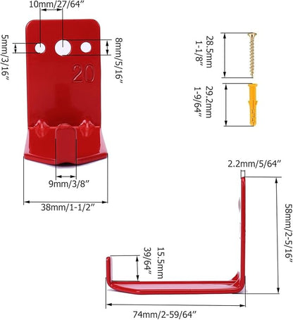 Fire Extinguisher Mount Wall Hook Bracket for Holding up to 20 lbs Extinguishers, Suited for Large and Small Dry Chemical and Water Extinguishers