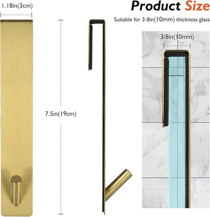 Shower Door Hooks(7.5 Inch),Extended Over Door Hooks for Bathroom Frameless Glass Shower Door,Stainless Steel Towel Hooks,Heavy Duty Rack Hooks for Robe,Towel-3 Pack-Gold