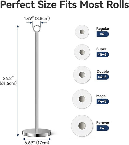 Toilet Paper Holder Stand(with Reserve Function), Free-Standing Spare Rolls Storage Holder, Stainless Steel