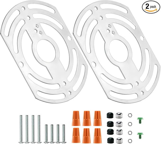 2 Pack Universal Light Fixture Mounting Bracket, 4" Diameter Steel Round Light Crossbar, Wall & Ceiling Mount, Silver