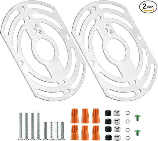 2 Pack Universal Light Fixture Mounting Bracket, 4" Diameter Steel Round Light Crossbar, Wall & Ceiling Mount, Silver
