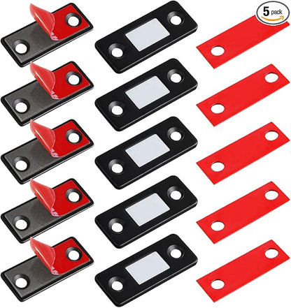 Cabinet Magnetic Catch Jiayi 5 Pack Black Ultra Thin Cabinet Door Magnetic Catch for Drawer Magnets Adhesive Cabinet Latch Magnetic Closures for Kitchen Closet Door Closing Magnetic Door Catch Closer