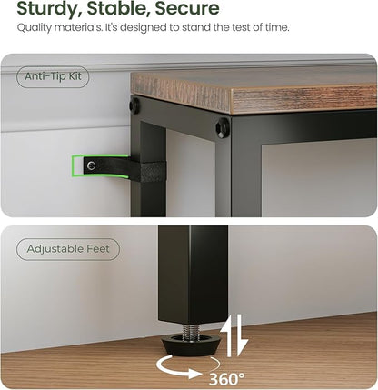 86.6" Behind Couch Table with Fast Charging Station, 7.1" Narrow Skinny Sofa Table with 2 Power Outlets, 2 USB-A, USB-C for Console Entryway, Rustic Brown