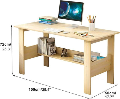 Walbest Computer Desk with Led Lights and Power Outlets,Gaming Desk,Corner Desk with Storage Drawers,Home Office Desk,Easy Assembly Makeup Vanity Console Table (Khaki)