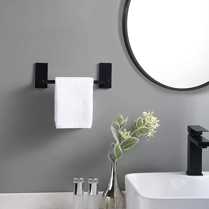 KES 9-Inch Self Adhesive Towel Bar Kitchen Towel Rack Wall Mount No Drill SUS 304 Stainless Steel Matte Black, A7000S23-BK