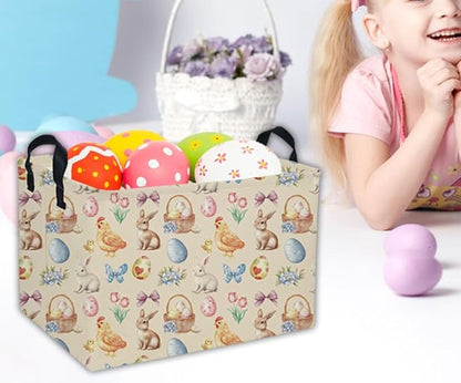 Easter Baskets for Kids Gift Basket Empty Baby Basket for Boys and Girls Rectangular Toy Storage Bins Organizer Bin Box Cute Room Decor for Home(Easter Baskets)