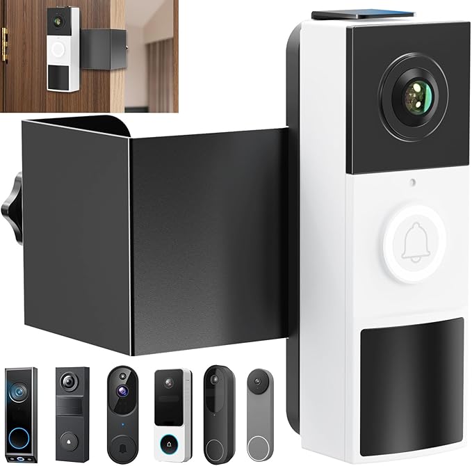 Anti-Theft Doorbell Mount No Drill Compatible with Tapo/Orbitell/Eufy/Aosu Video Doorbell, Universal Doorbell Camera Mount, Adjustable Mounting Bracket Holder Accessories for Apartment Rentals Mount