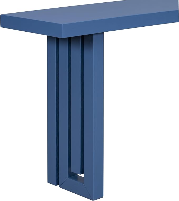 Uniquely Designed Oak Veneer Console Table, Modern Long Sofa Side Table with Distinctive Side Shapes, Suitable for Entryway, Hallway, Living Room, Foyer, Corridor,Easy Assembly (Navy Blue-RT41)