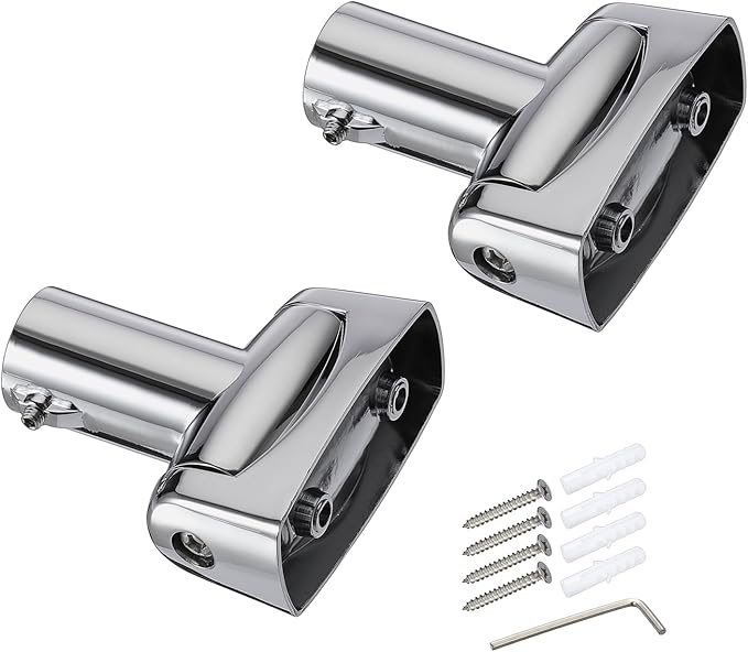 Kokone Shower Curtain Rod Bracket Set of 2 Adjustable 180° Rotation Bracket for Curved Shower Curtains Rod Sturdy Zinc Alloy Wall Mounted Shower Curtain Rod Holder for Bathroom,Wardrobe,Kitchen,Silver