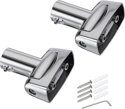 Kokone Shower Curtain Rod Bracket Set of 2 Adjustable 180° Rotation Bracket for Curved Shower Curtains Rod Sturdy Zinc Alloy Wall Mounted Shower Curtain Rod Holder for Bathroom,Wardrobe,Kitchen,Silver