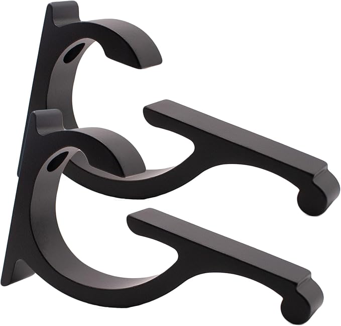 Dulles Glass Floating Shelf Brackets, Designer Heavy Duty, Black, for Glass, Wood, Acrylic Wall Mounted Shelf Support. 2 Pack.