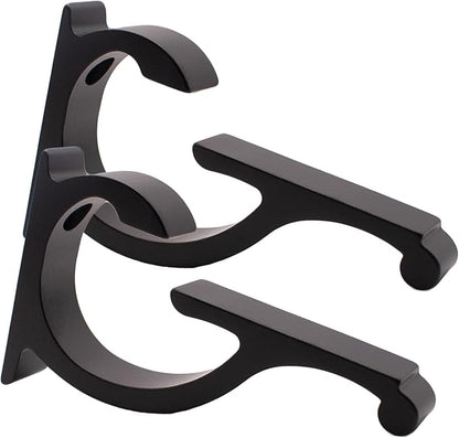 Dulles Glass Floating Shelf Brackets, Designer Heavy Duty, Black, for Glass, Wood, Acrylic Wall Mounted Shelf Support. 2 Pack.