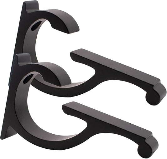 Dulles Glass Floating Shelf Brackets, Designer Heavy Duty, Black, for Glass, Wood, Acrylic Wall Mounted Shelf Support. 2 Pack.
