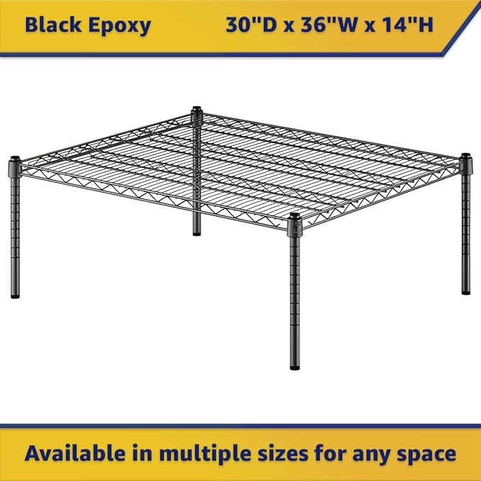 30" x 36" x 14" Black Epoxy Wire Storage Shelf, Dunnage Rack, Commercial 1 Tier Small Shelf