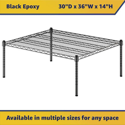 30" x 36" x 14" Black Epoxy Wire Storage Shelf, Dunnage Rack, Commercial 1 Tier Small Shelf
