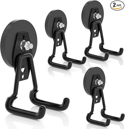 ENUODA Strong Magnetic Hooks Heavy Duty Upgraded Magnets with Hooks Magnetic Garage Hooks for Hanging Shovel, Broom, Wreath, Garden Tool, Toolbox, Shed, Gargae, Locker, 4PCS