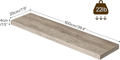 HOOBRO Floating Shelves for Wall, Wall Mounted Shelf Set of 2, 39.4" Hanging Shelf with Invisible Brackets, for Wall in Bathroom, Bedroom, Toilet, Kitchen, Living Room, Office, Greige BG100BJP201