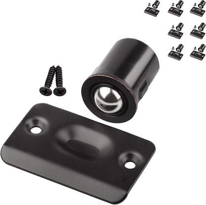 HOMOTEK 8 Pack Drive in Ball Catch with Strike Plate for Closet Doors, Oil Rubbed Bronze, 13/16 Inch x 1-1/8 Inchs,Die-cast, Adjustable Tension Ball