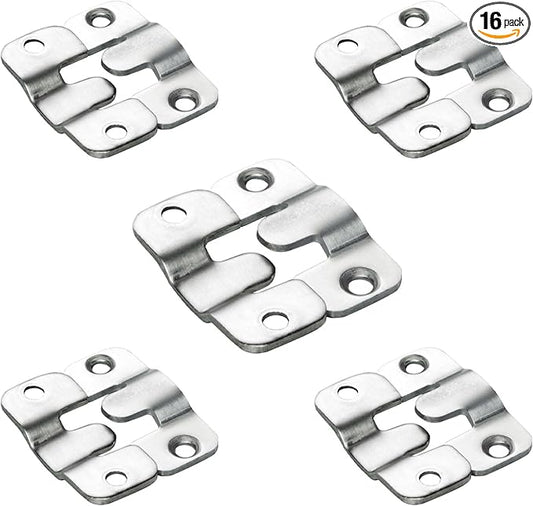 Flush Mount Bracket, Headboard Wall Mounting Brackets- Interlocking Hanging Bracket, Mounting Hardware for Picture Hanging and Sectional Couch Connectors (8 Pairs)