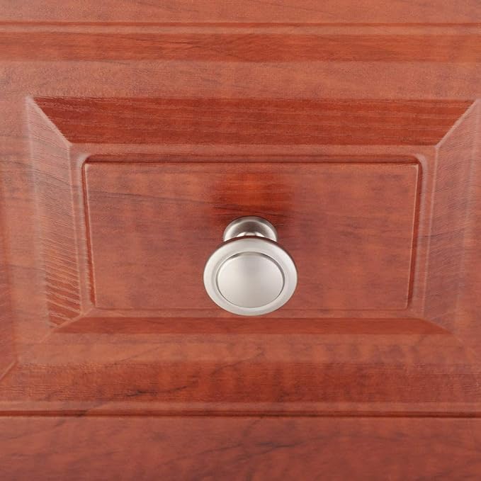 KOOFIZO Round Cabinet Knobs Brushed Nickel Cabinet Pulls, Dia. 1-1/4 Inch, 10 Pack Nickel Drawer Knobs for Kitchen Cabinets 1960 Drawers Dresser Cupboard Bedroom Bathroom