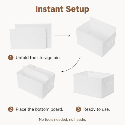 StorageWorks Collapsible Shelf Baskets, Storage Bins for Clothes, Closet Organization and Storage, White, 3-Pack, Large