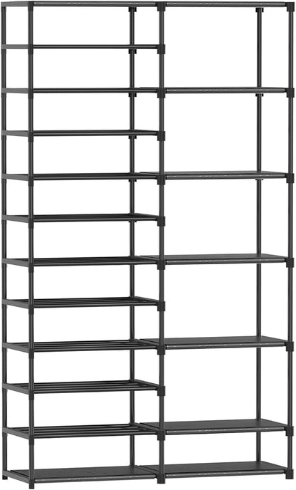 12 Tier Shoe Rack Tall, Shoe Rack Organizer, Large Capacity Holds 34-50 Pairs, Boot Rack Organizer for Entryway, Closet, Garage, Black
