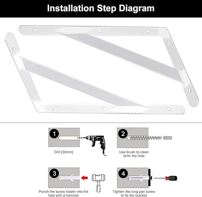 Heavy Duty Shelf Brackets Wall Mount Steel Bracket Wall Brackets for Shelves (White, 16 x 10 Inch-1 Pair)